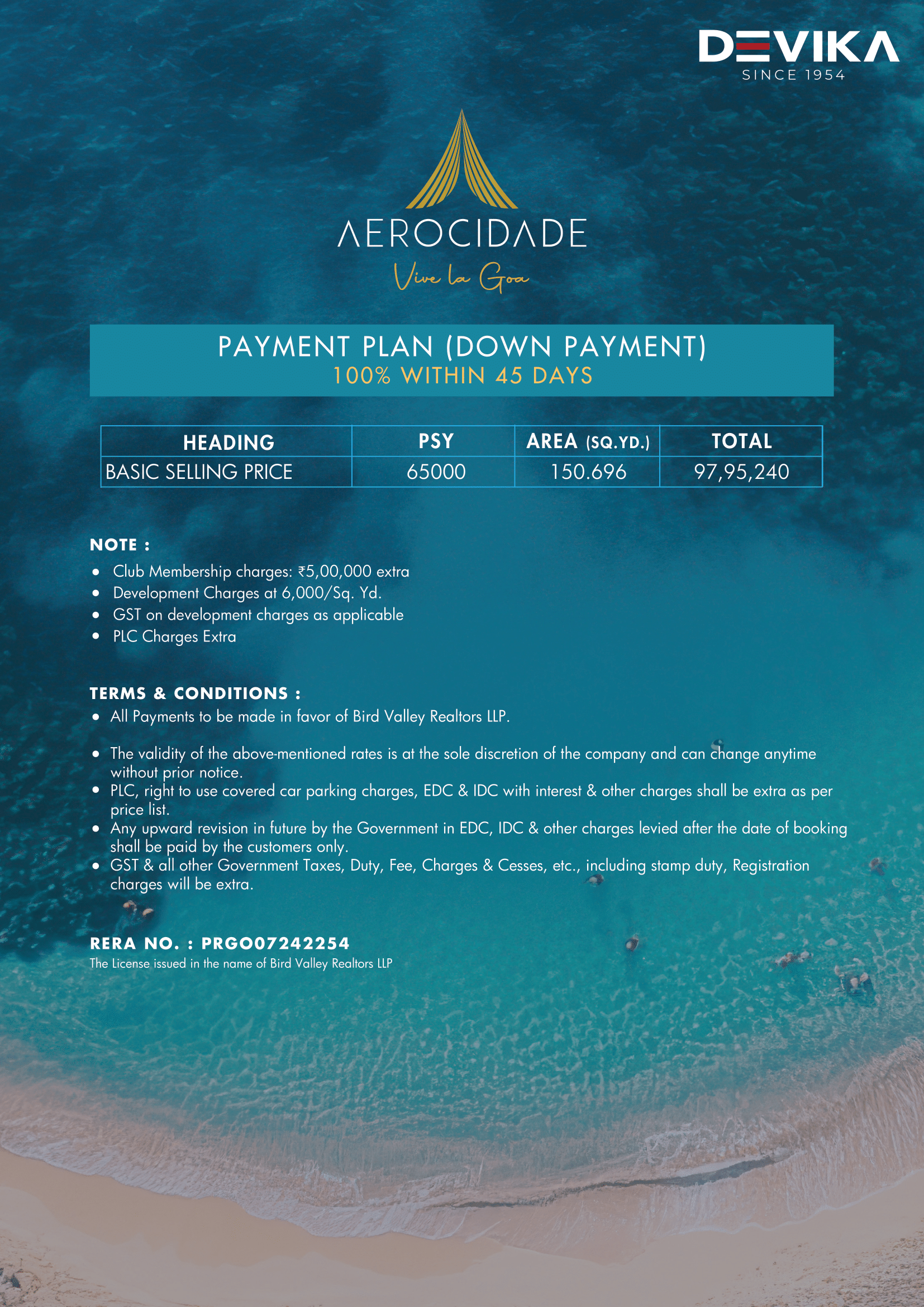 Aerocidade Goa Price List